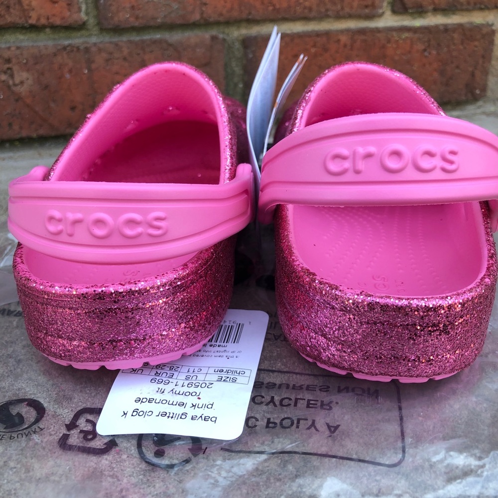 Crocs Kids Baya Glitter Clogs Pink-New - Picture 7 of 11
